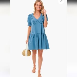 Pomander Place Blue Eyelet Collar Mini Dress